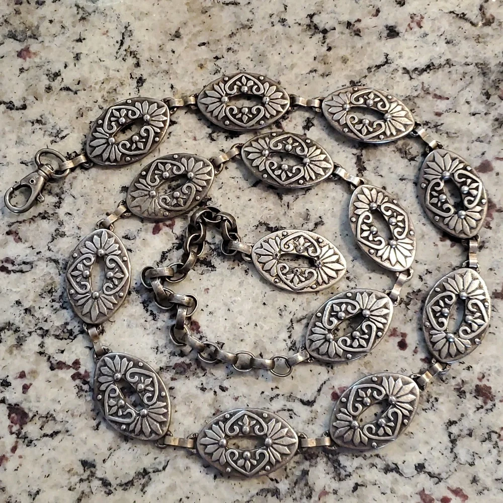 Vintage Heavy Silver Concho Belt - Picture 1 of 2